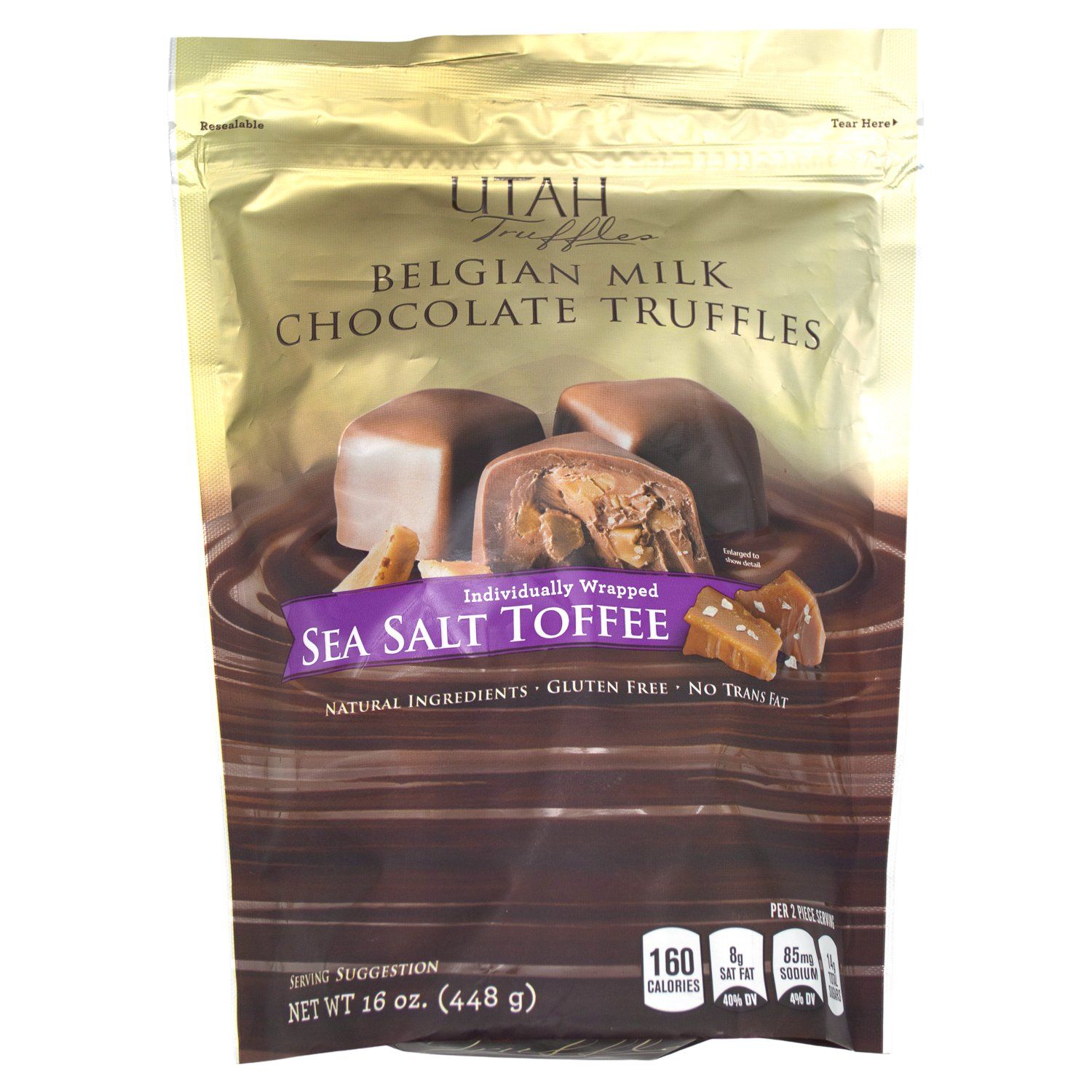 Utah Truffles Belgian Milk Chocolate Truffles Meltable Utah Truffles Sea Salt Toffee 16 Ounce 