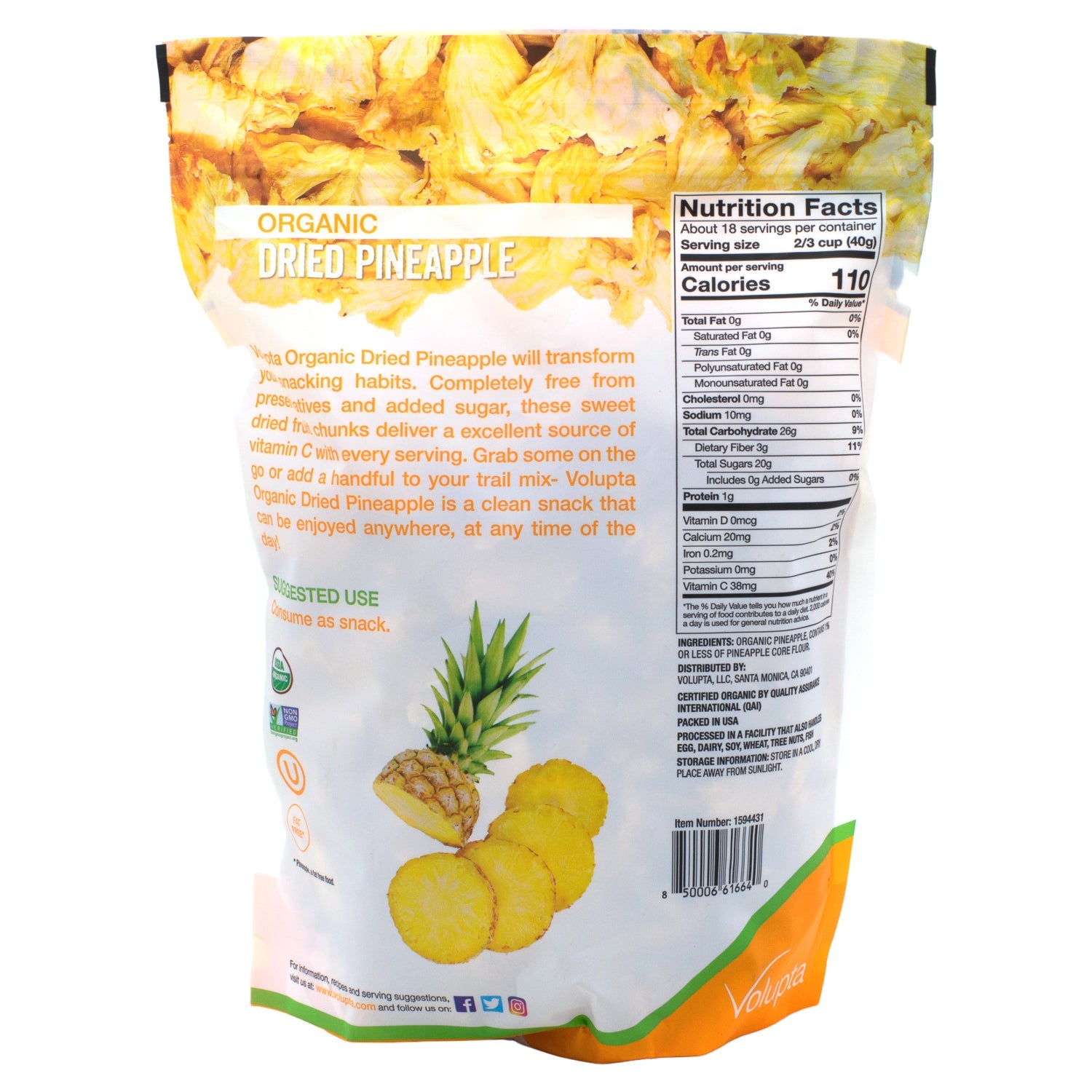 Volupta Organic Dried Pineapple Volupta 