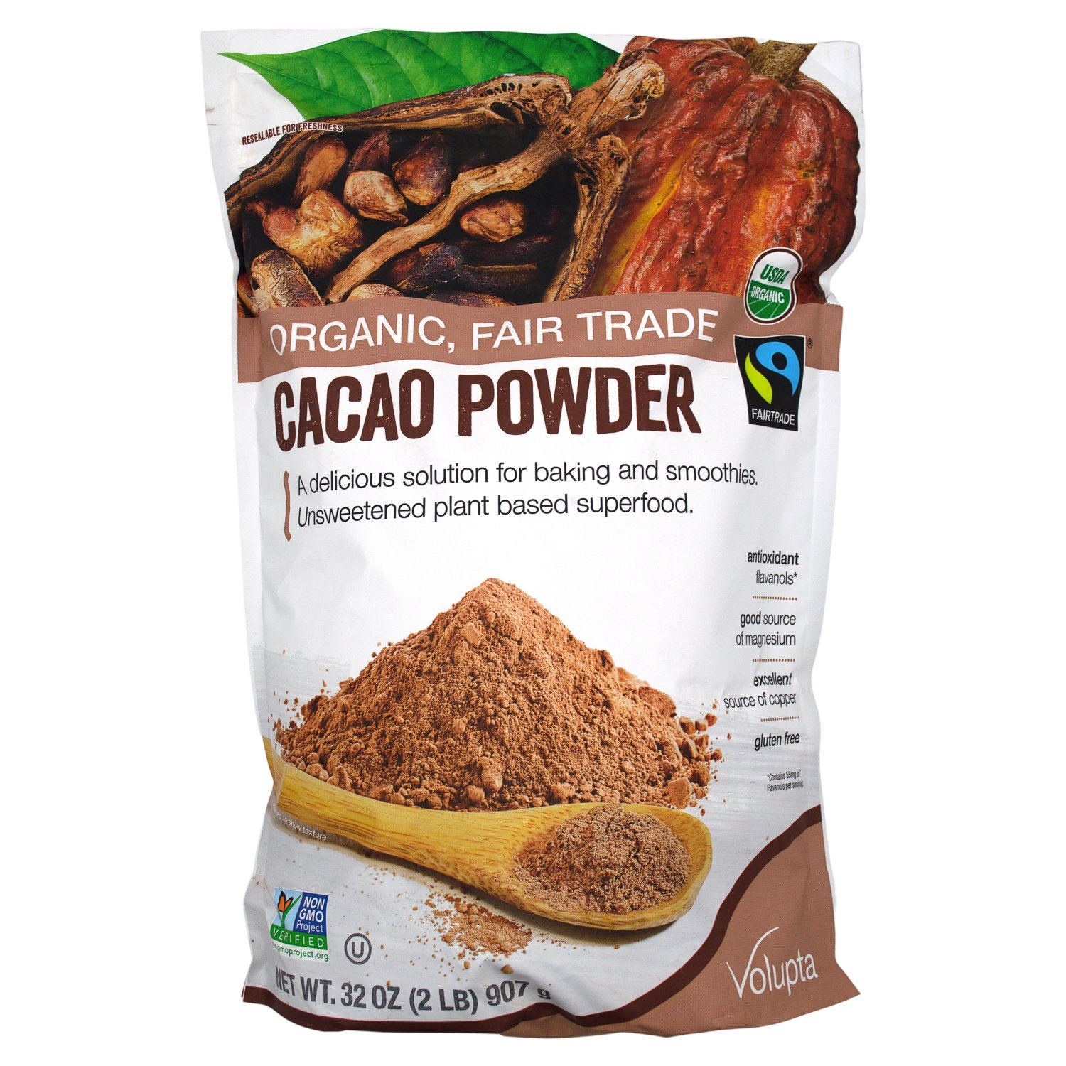 Volupta Organic, Fair Trade Cacao Powder Volupta 32 Ounce 