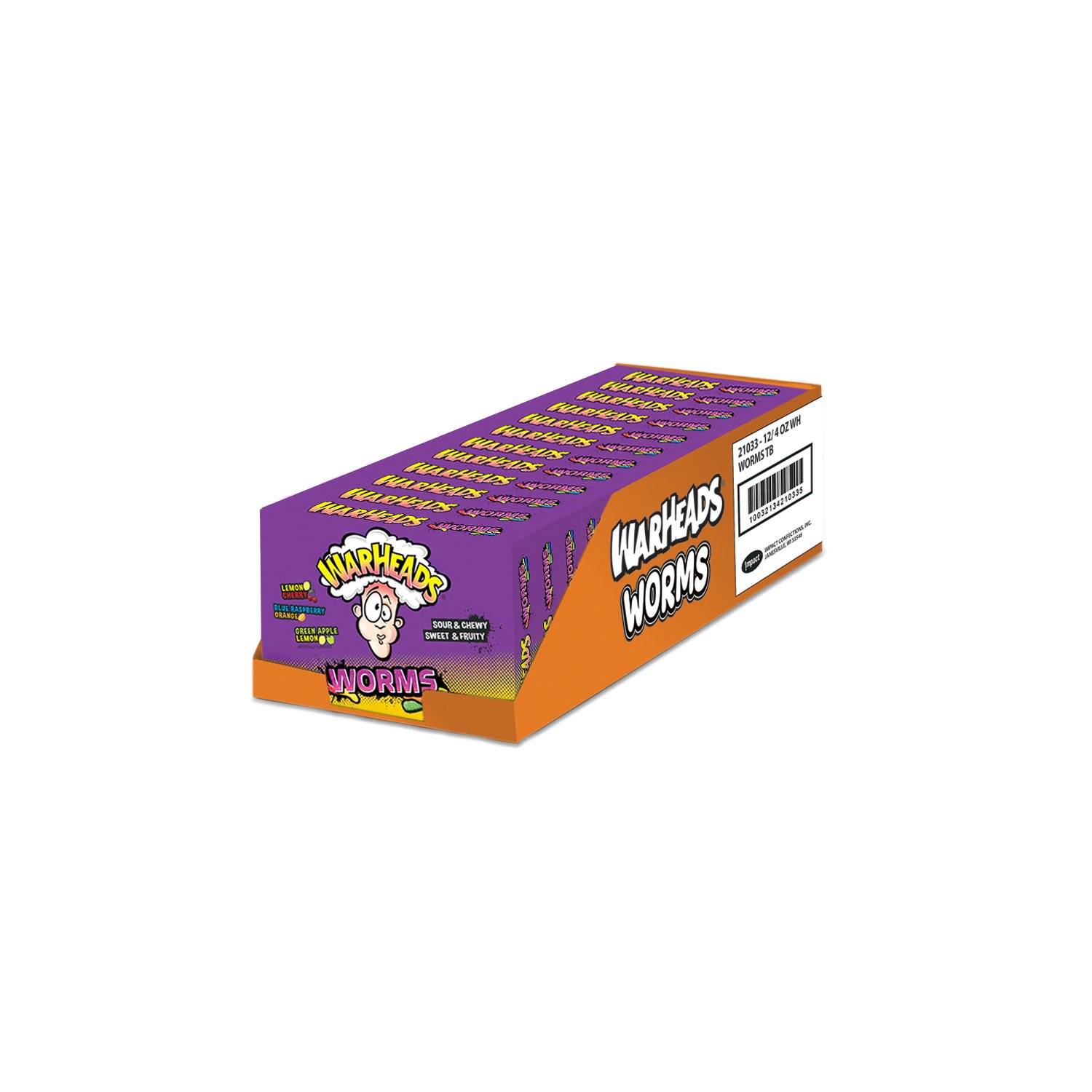 WARHEADS Candies WARHEADS Worms 4 Oz-12 Count 