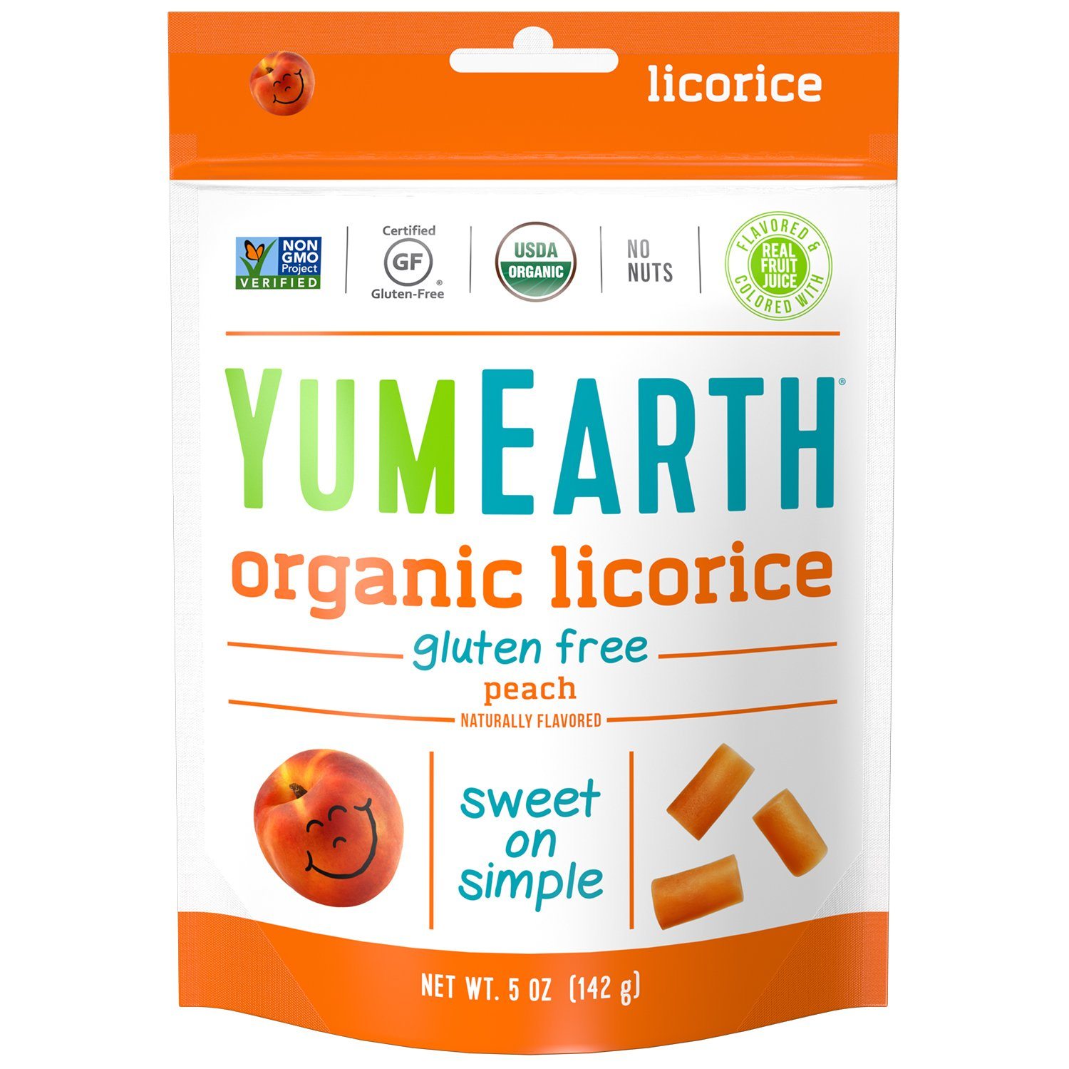 YumEarth Organic Gluten Free Licorice YumEarth Peach 5 Ounce 